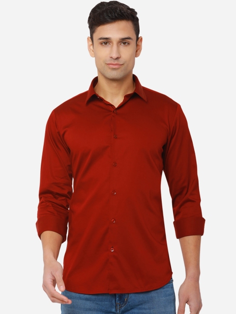 

JADE BLUE Men Red Slim Fit Pure Cotton Casual Shirt