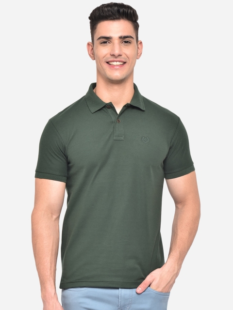 

Greenfibre Men Green Solid Polo Collar Slim Fit T-shirt