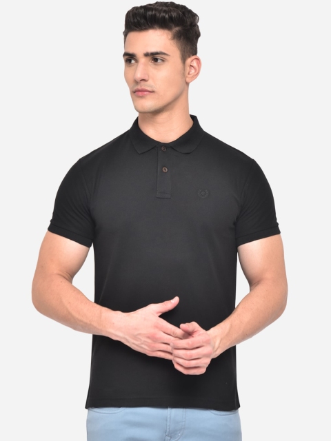 

Greenfibre Men Black Solid Polo Collar Slim Fit T-shirt