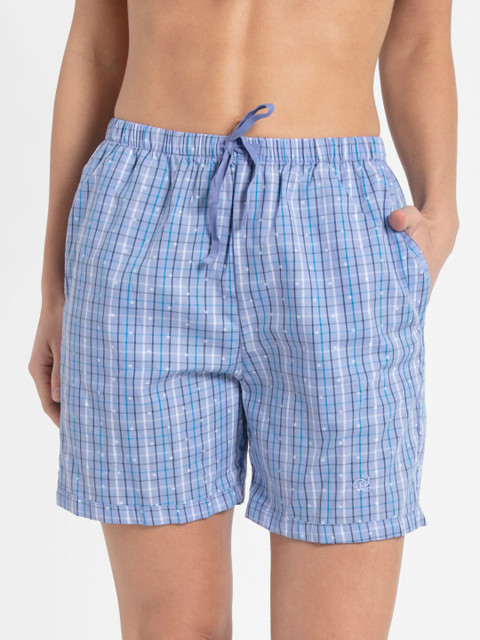 

Jockey Women Blue Printed Checks Cotton Lounge Shorts