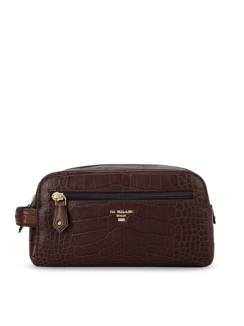 

Da Milano Brown Textured Genuine Leather Travel Pouch