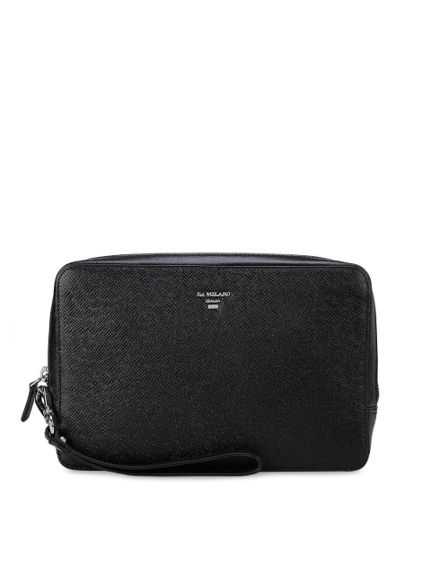 

Da Milano Black Solid Genuine Leather Travel Pouch