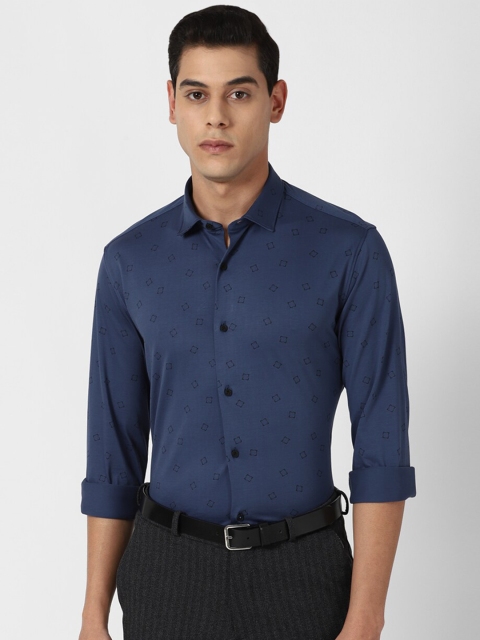 

Louis Philippe Sport Men Navy Blue Slim Fit Printed Pure Cotton Casual Shirt