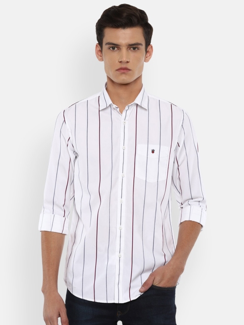 

Louis Philippe Sport Men White Slim Fit Striped Pure Cotton Casual Shirt