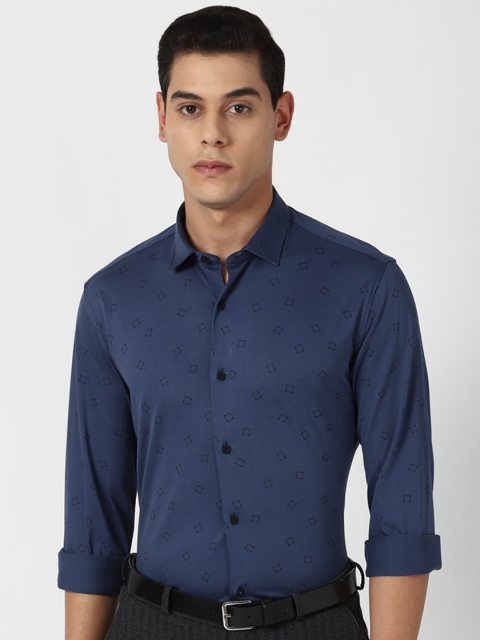 

Louis Philippe Sport Men Navy Blue Slim Fit Floral Printed Pure Cotton Casual Shirt
