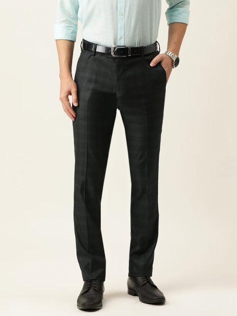 

Peter England Men Black Checked Slim Fit Formal Trousers