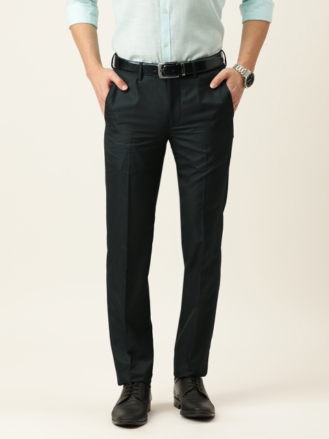 

Peter England Men Black Self Design Slim Fit Formal Trousers