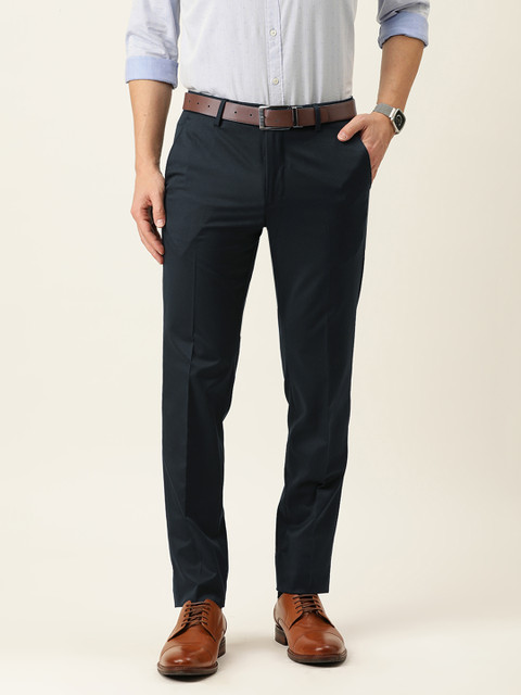 

Peter England Men Navy Blue Solid Slim Fit Formal Trousers