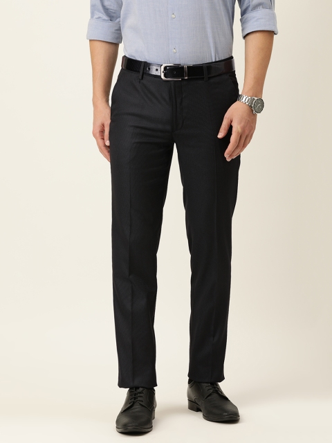 

Peter England Men Black Self Design Slim Fit Formal Trousers