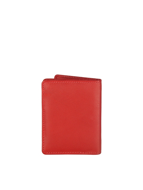 

Justanned Unisex Red & Gold-Toned Leather Card Holder with SIM Card Holder