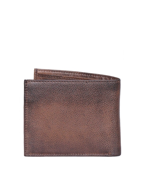 

Justanned Men Brown & White Leather Two Fold Wallet