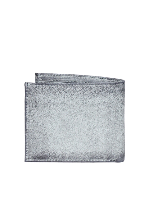 

Justanned Men Grey Solid Leather Two Fold Wallet