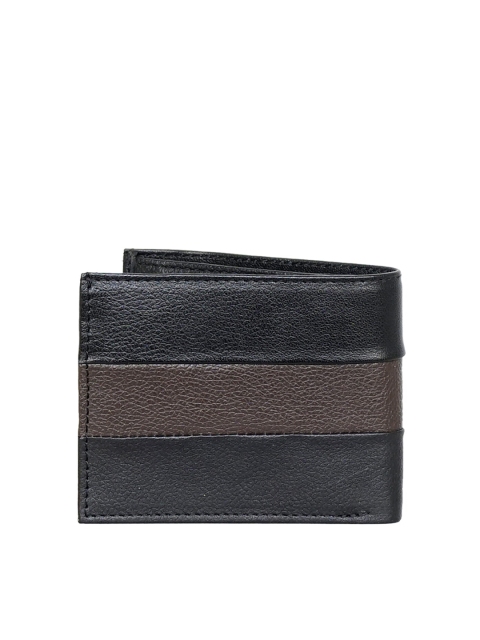 

Justanned Men Black Leather Two Fold Wallet