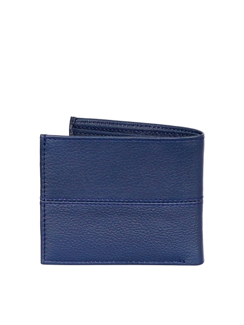 

Justanned Men Blue Leather Two Fold Wallet