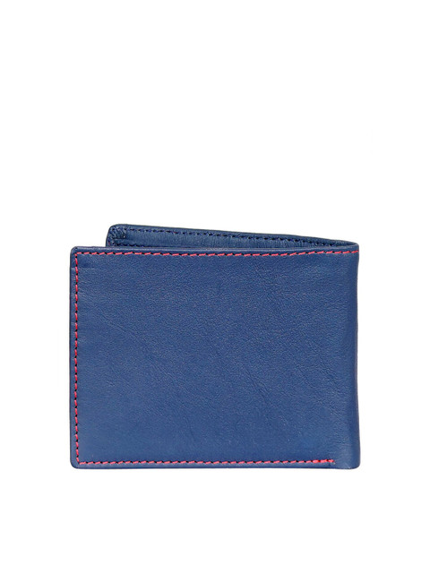 

Justanned Men Blue Leather Two Fold Wallet