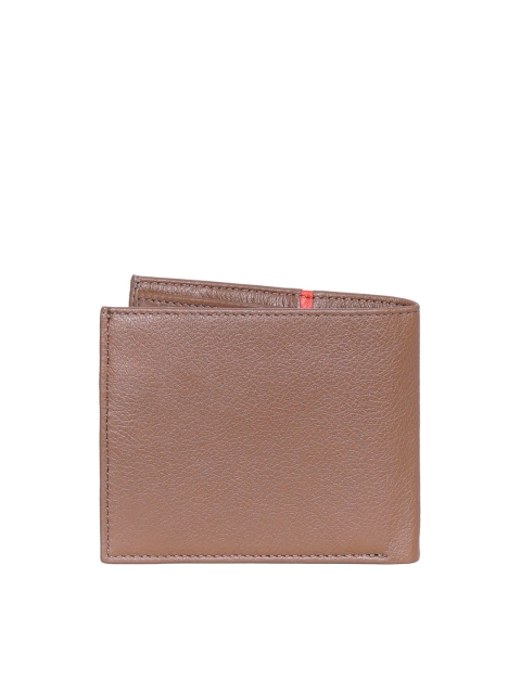 

Justanned Men Tan & Red Leather Two Fold Wallet