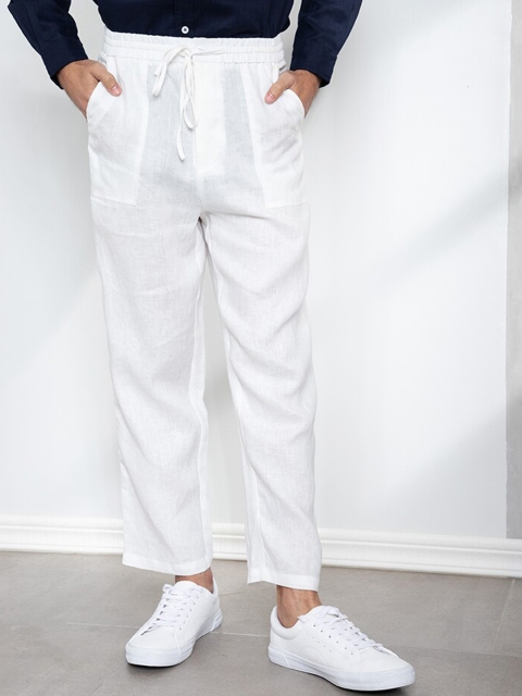 

ORIGIN BY ZALORA Men White Solid Regular Trousers