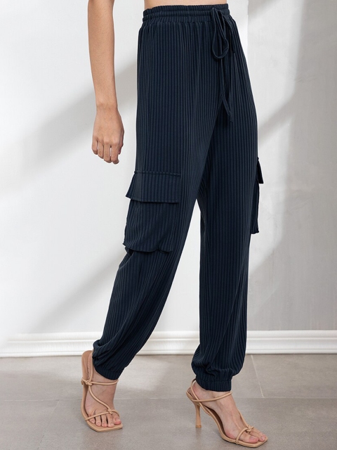

ORIGIN BY ZALORA Navy Blue Striped Regular Fit Trousers