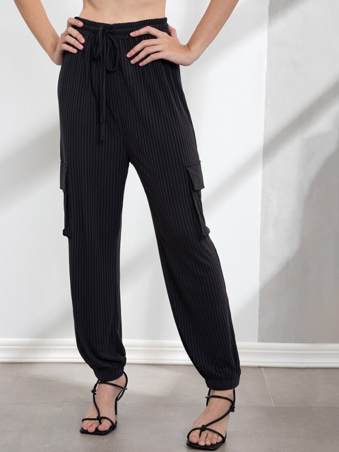 

ORIGIN BY ZALORA Women Black Striped Loose Fit Trouser