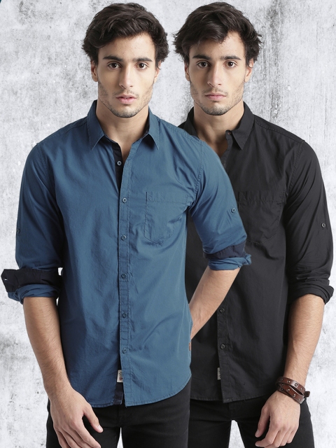 

Roadster Men Pack of 2 Casual Shirts, Black