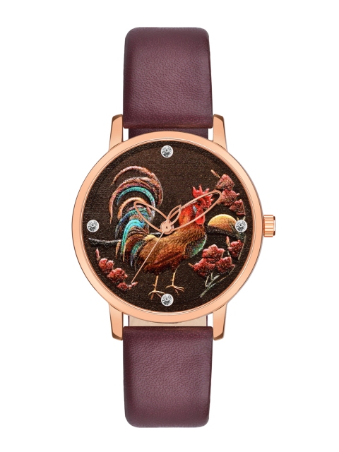 

Rage Enterprise Women Brown Brass Printed Dial & Brown Leather Straps Analogue Watch RW369