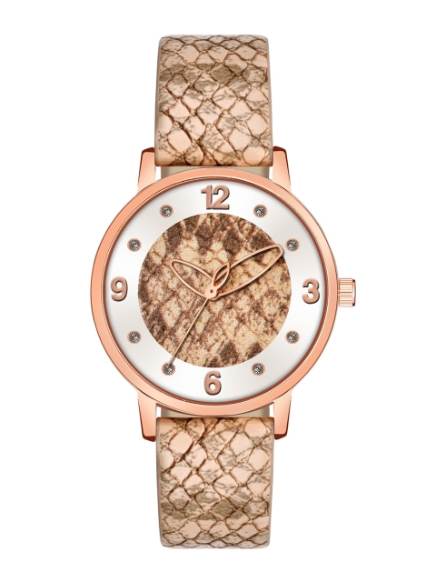

Rage Enterprise Women Brown Brass Dial & Brown Leather Textured Straps Analogue Watch RW362