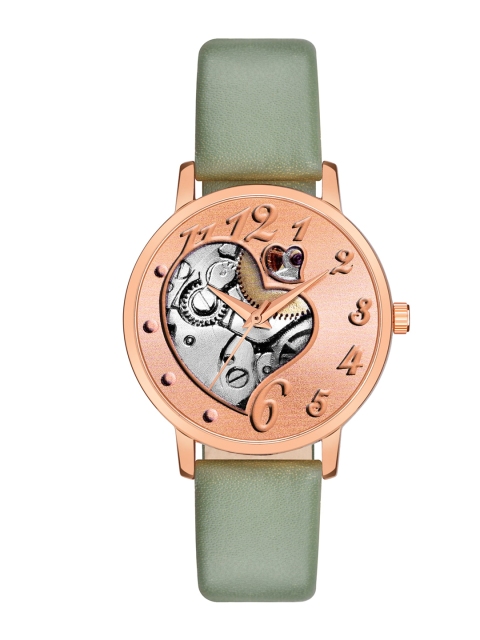 

Rage Enterprise Women Rose Gold-Toned Printed Dial & Green Straps Analogue Watch RW373