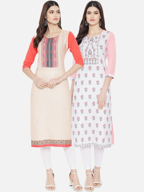 

KALINI Women Pack of 2 Printed Crepe Kurtas, Multi