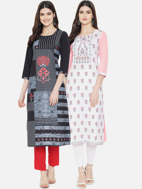 

KALINI Woman Pack of 2 Multicoloured Printed Crepe Kurta, Multi