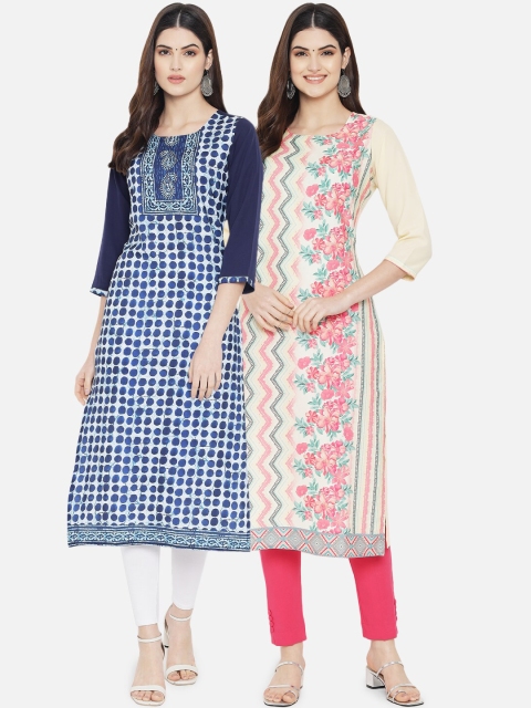 

KALINI Women Multicoloured Pack of 2 Ethnic Motifs Crepe Kurta, Multi