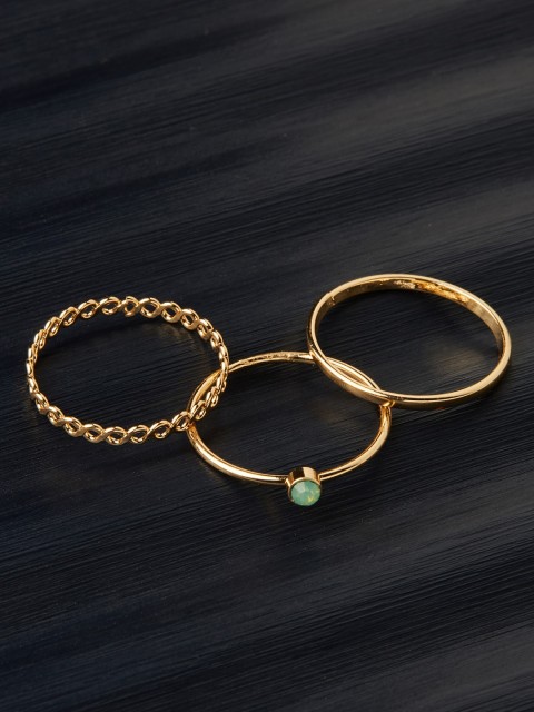 

Accessorize Women Gold set of 3 Pacific Opal Ring Pack