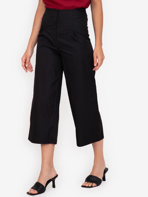 

ZALORA WORK Women Black Loose Fit High-Rise Trousers