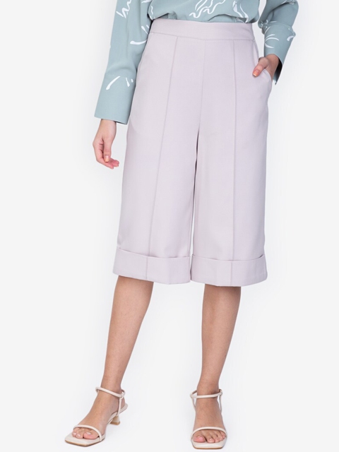 

ZALORA WORK Women Grey Polyester Solid Lounge Pants