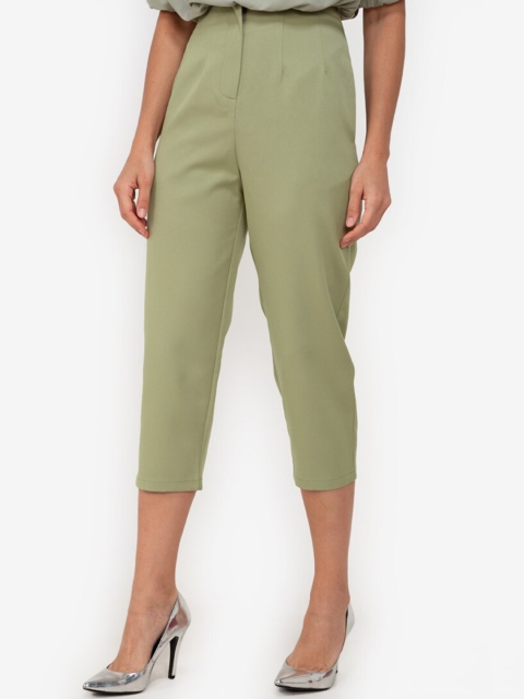 

ZALORA WORK Women Green Slim Fit High-Rise Trousers