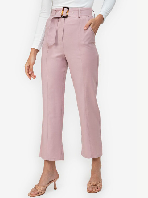 

ZALORA WORK Women Pink Polyester Solid Lounge Pants