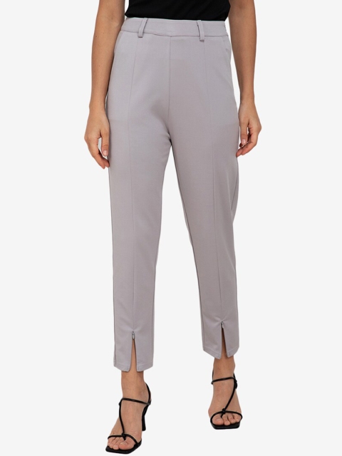 

ZALORA WORK Women Grey High-Rise Trousers