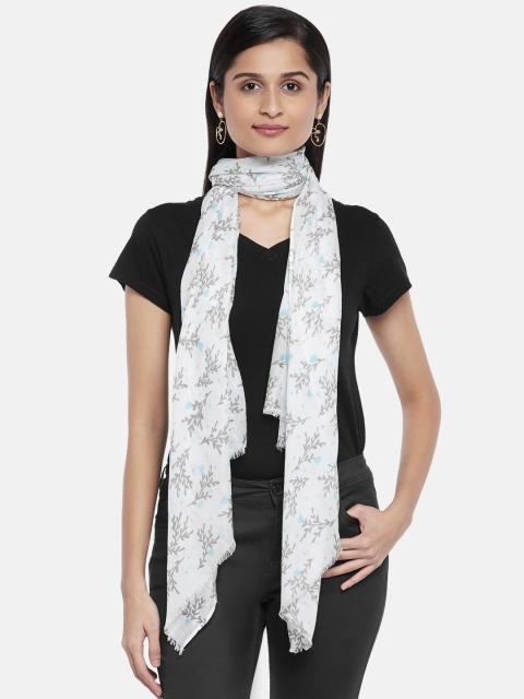 

Honey by Pantaloons Women Off-White & Grey Floral Printed Scarf