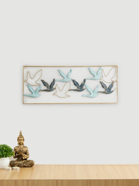 

Home Centre Gold-Toned & Blue Fiesta Metal Wall Decor