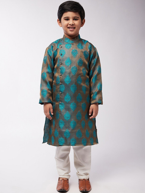 

SOJANYA Boys Teal Blue Self-Design Kurta with Pyjamas