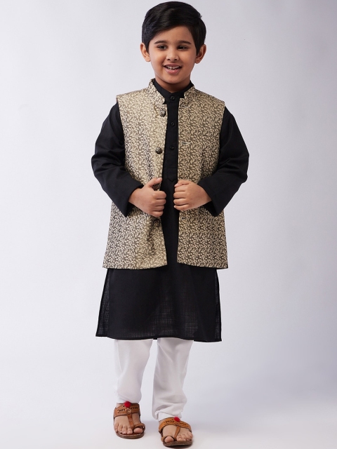 

SOJANYA Boys Black Layered Kurta with Pyjamas