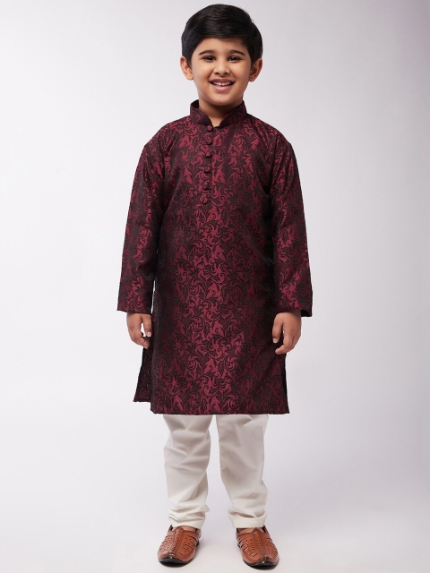 

SOJANYA Boys Maroon Ethnic Motifs Kurta with Pyjamas