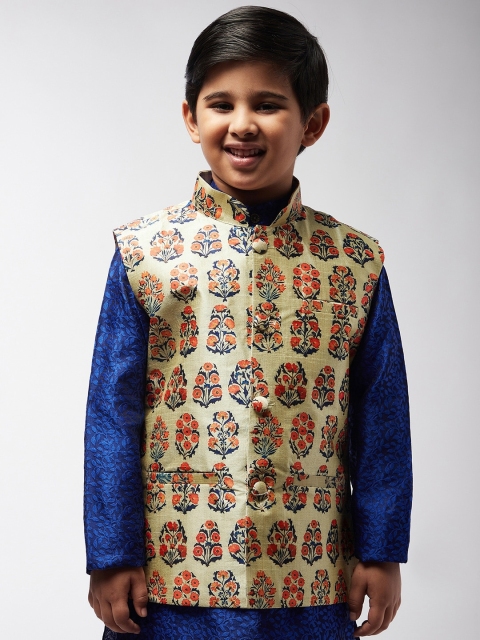 

SOJANYA Boys Lime Green Printed Nehru Jacket
