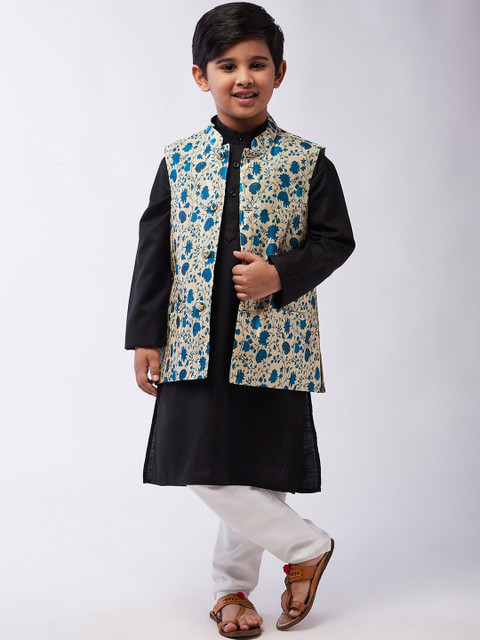 

SOJANYA Boys Black Ethnic Motifs Layered Kurta with Pyjamas