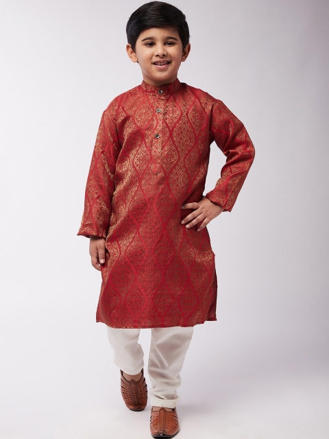 

SOJANYA Boys Red Ethnic Motifs Kurta with Pyjamas