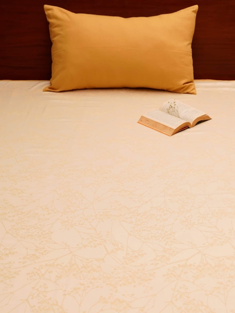 

ZEBA Cream-Coloured & Beige Printed Single Bed Cover With Pillow Cover