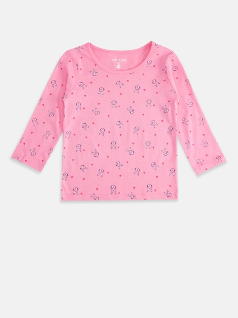 

Pantaloons Baby Girls Pink Printed Pure Cotton T-shirt