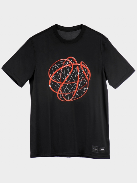 

TARMAK By Decathlon Men Black & Red Printed T-shirt