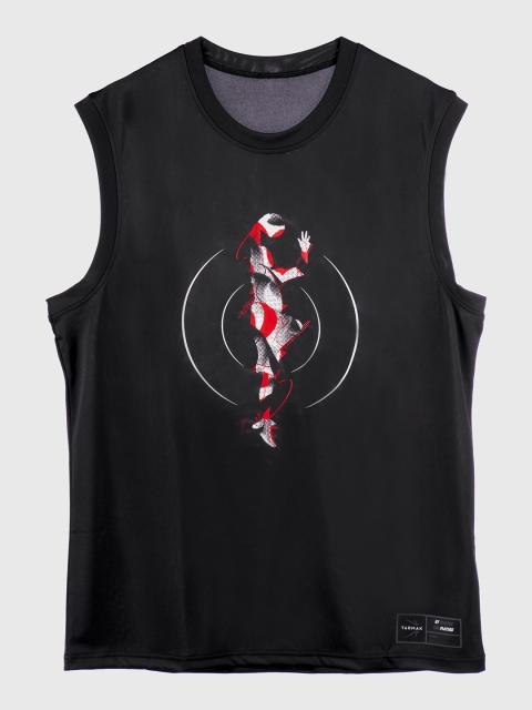 

TARMAK By Decathlon Men Black Printed Basketball T-shirt
