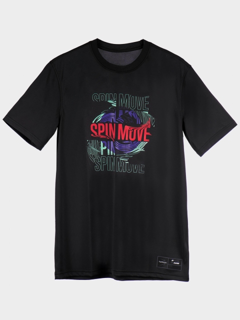

TARMAK By Decathlon Men Black Graphic Printed T Shirt