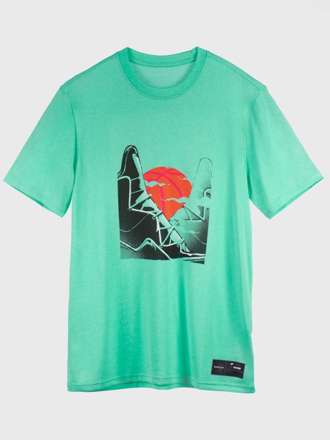 

TARMAK By Decathlon Men Green & Black Printed T-shirt